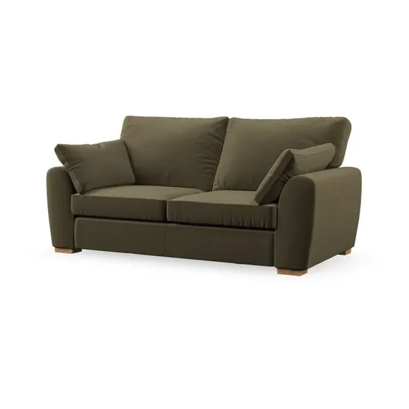 3-Seater Sofa with Pebble Arms - Olive, Velvet