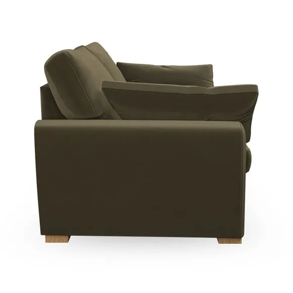 3-Seater Sofa with Pebble Arms - Olive, Velvet