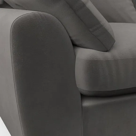 3-Seater Sofa with Pillow Arms - Charcoal, Velvet