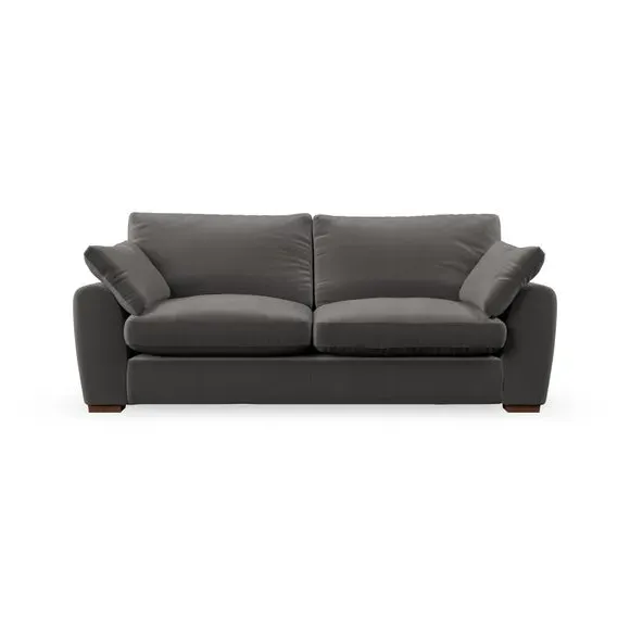 3-Seater Sofa with Pillow Arms - Charcoal, Velvet