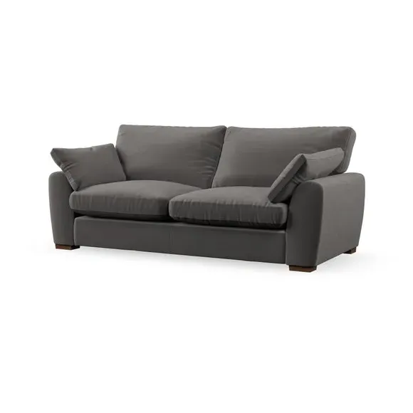3-Seater Sofa with Pillow Arms - Charcoal, Velvet