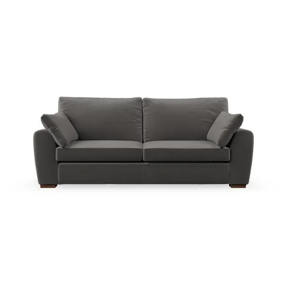 3-Seater Sofa with Pillow Arms - Charcoal, Velvet