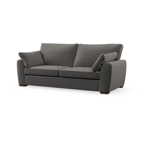 3-Seater Sofa with Pillow Arms - Charcoal, Velvet
