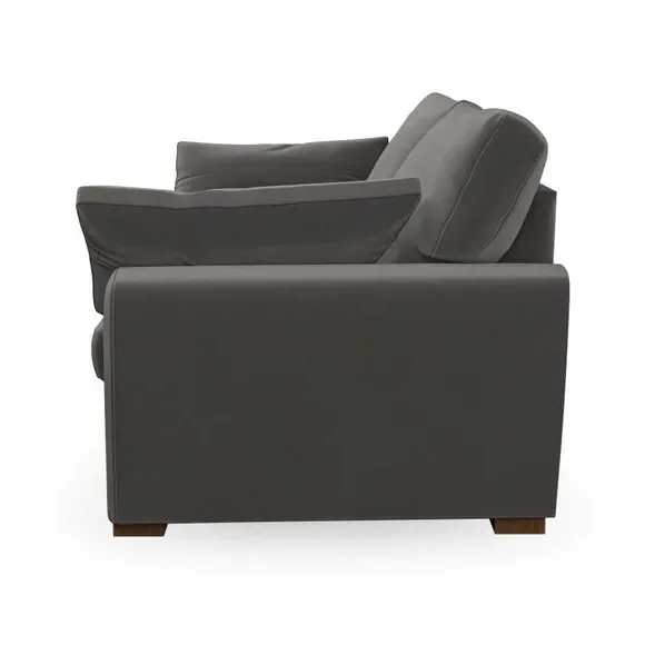 3-Seater Sofa with Pillow Arms - Charcoal, Velvet
