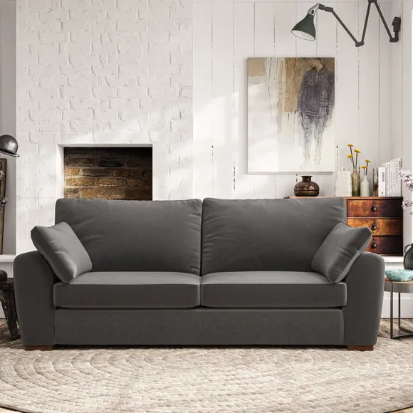3-Seater Sofa with Pillow Arms - Charcoal, Velvet image