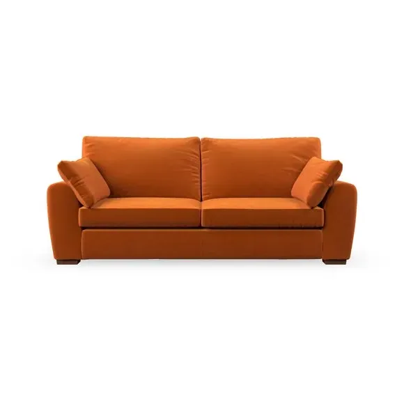 3-Seater Sofa with Pillow Arms - Ginger, Velvet