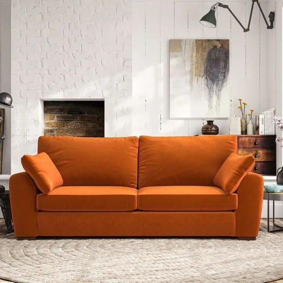 3-Seater Sofa with Pillow Arms - Ginger, Velvet