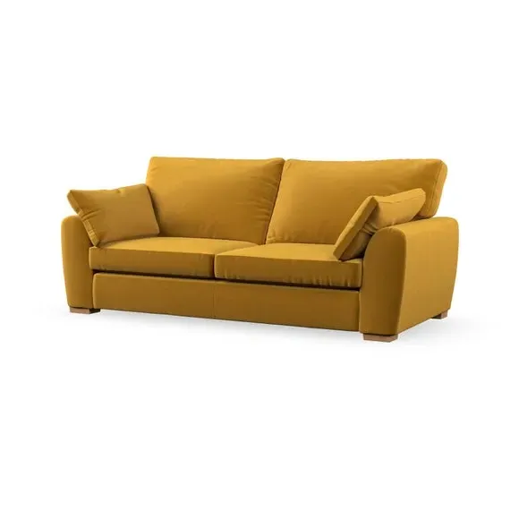 3-Seater Sofa with Pillow Arms - Gold, Velvet