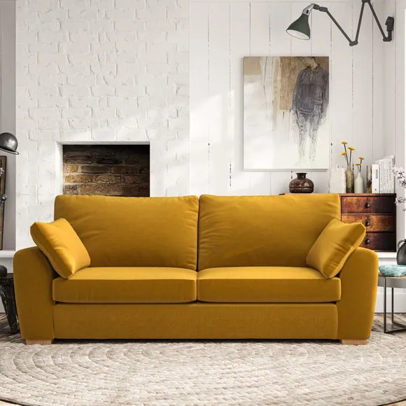 3-Seater Sofa with Pillow Arms - Gold, Velvet