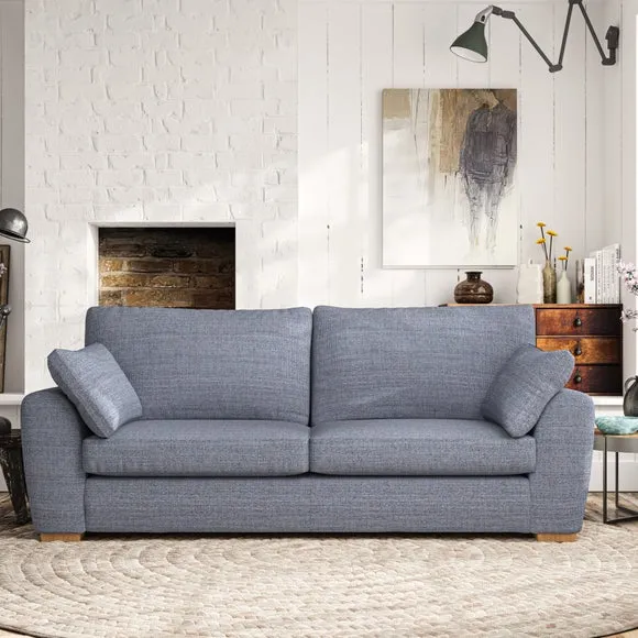 3-Seater Sofa with Pillow Arms - Navy, Fabric