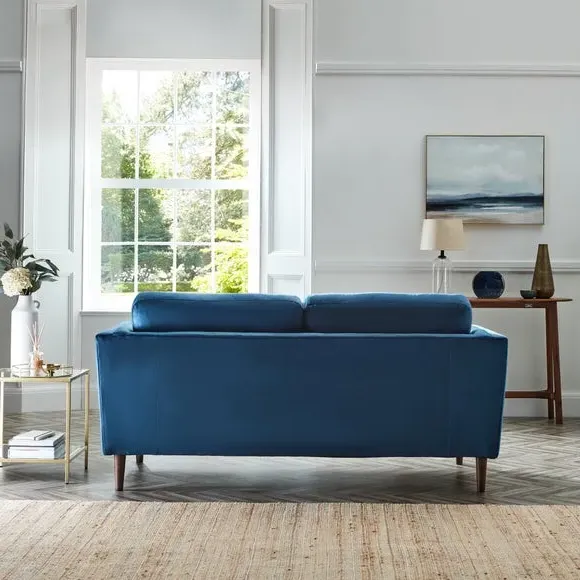 3-Seater Sofa with Pillow Arms - Navy, Velvet