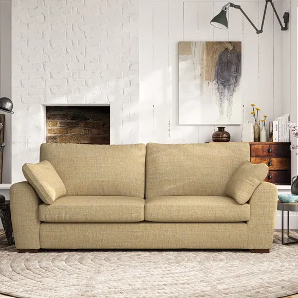 3-Seater Sofa with Pillow Arms - Ochre, Fabric