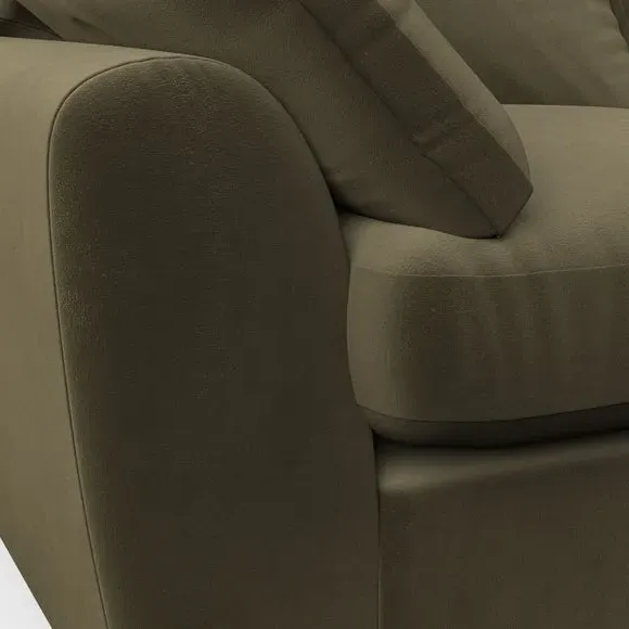 3-Seater Sofa with Pillow Arms - Olive, Velvet