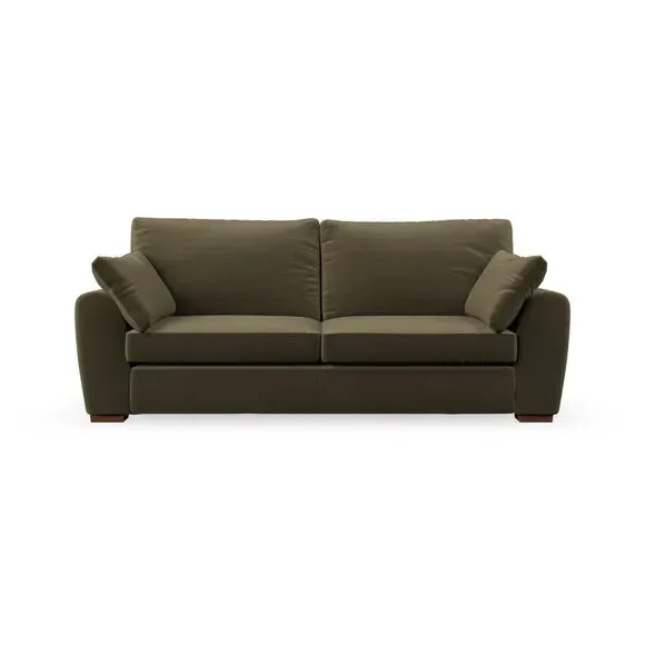 3-Seater Sofa with Pillow Arms - Olive, Velvet