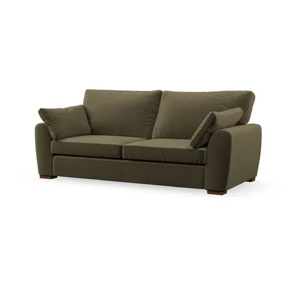 3-Seater Sofa with Pillow Arms - Olive, Velvet