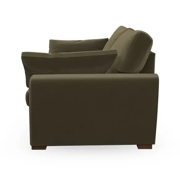 3-Seater Sofa with Pillow Arms - Olive, Velvet