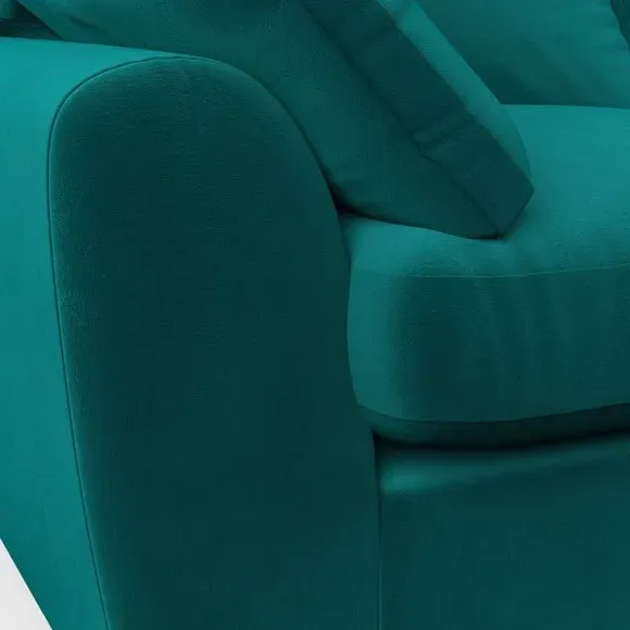 3-Seater Sofa with Pillow Arms - Peacock, Velvet