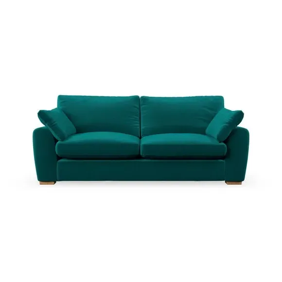 3-Seater Sofa with Pillow Arms - Peacock, Velvet