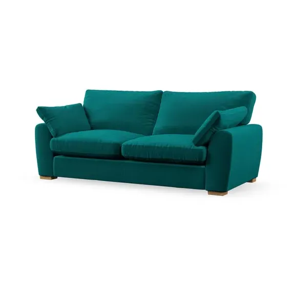 3-Seater Sofa with Pillow Arms - Peacock, Velvet