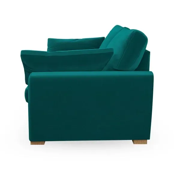 3-Seater Sofa with Pillow Arms - Peacock, Velvet