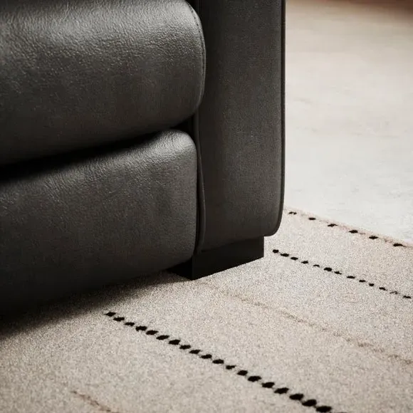 3-Seater Sofa with Piped Edge - Black, Leather