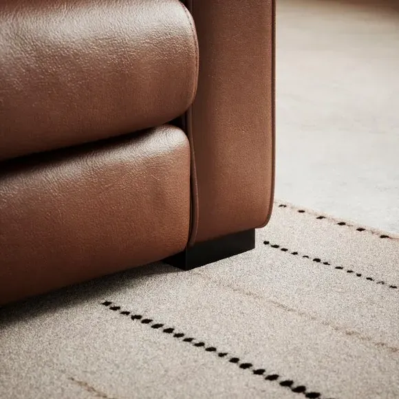 3-Seater Sofa with Piped Edge - Brown, Leather