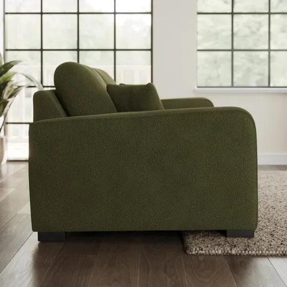 3-Seater Sofa with Piped Edge - Forest Green, Boucle