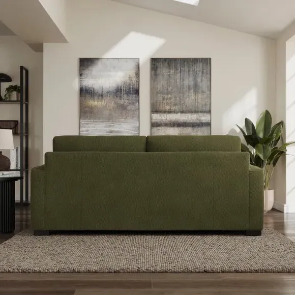 3-Seater Sofa with Piped Edge - Forest Green, Boucle