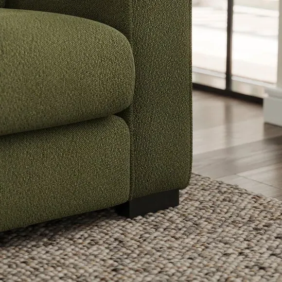 3-Seater Sofa with Piped Edge - Forest Green, Boucle
