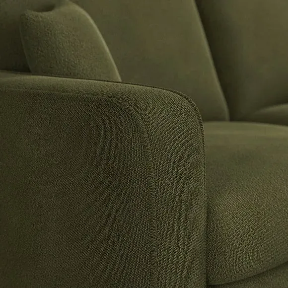 3-Seater Sofa with Piped Edge - Forest Green, Boucle