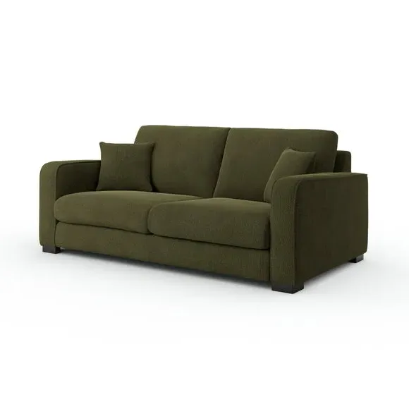 3-Seater Sofa with Piped Edge - Forest Green, Boucle