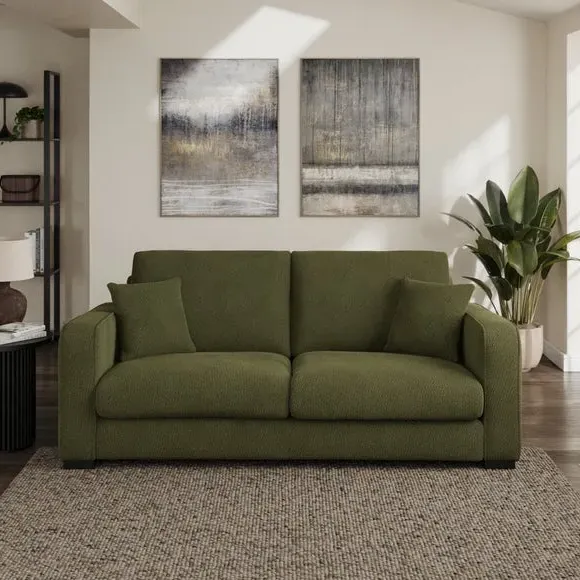 3-Seater Sofa with Piped Edge - Forest Green, Boucle image