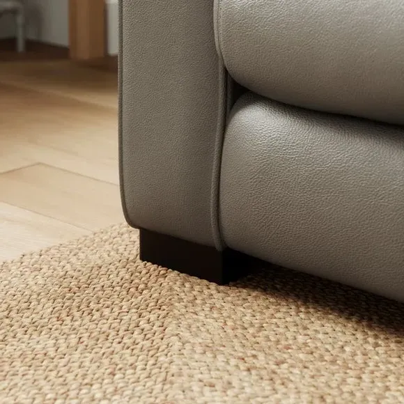 3-Seater Sofa with Piped Edge - Grey, Leather