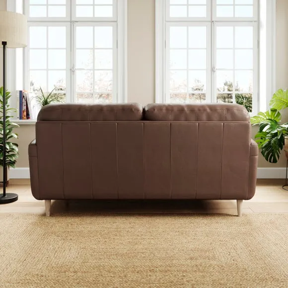 3-Seater Sofa with Piped Edge - Mocha, Leather
