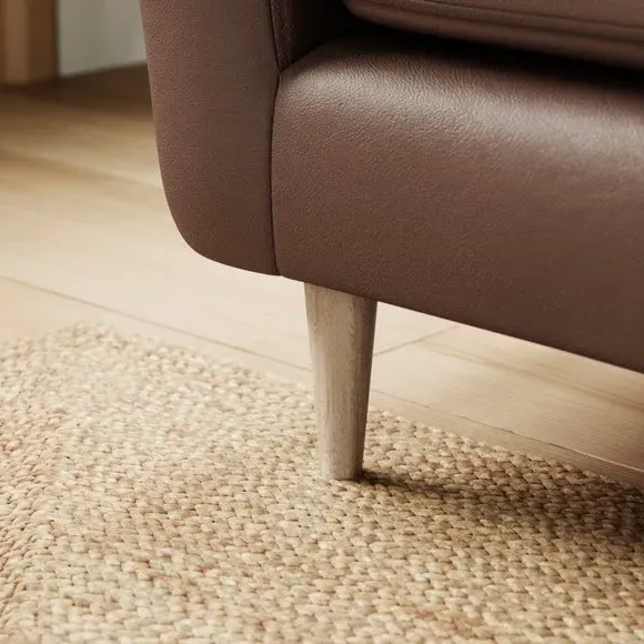 3-Seater Sofa with Piped Edge - Mocha, Leather