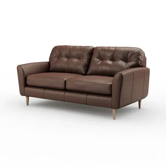 3-Seater Sofa with Piped Edge - Mocha, Leather