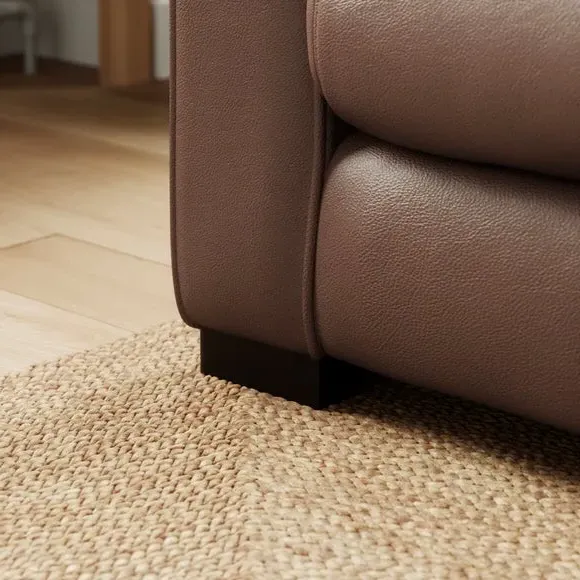 3-Seater Sofa with Piped Edge - Mocha, Leather