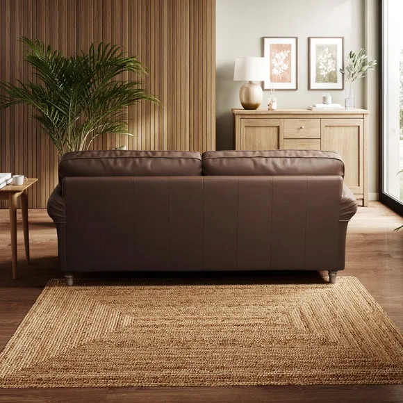 3-Seater Sofa with Piped Edge - Mocha, Leather