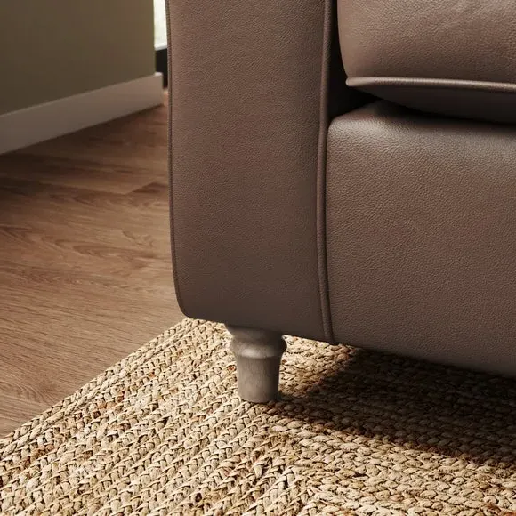 3-Seater Sofa with Piped Edge - Mocha, Leather
