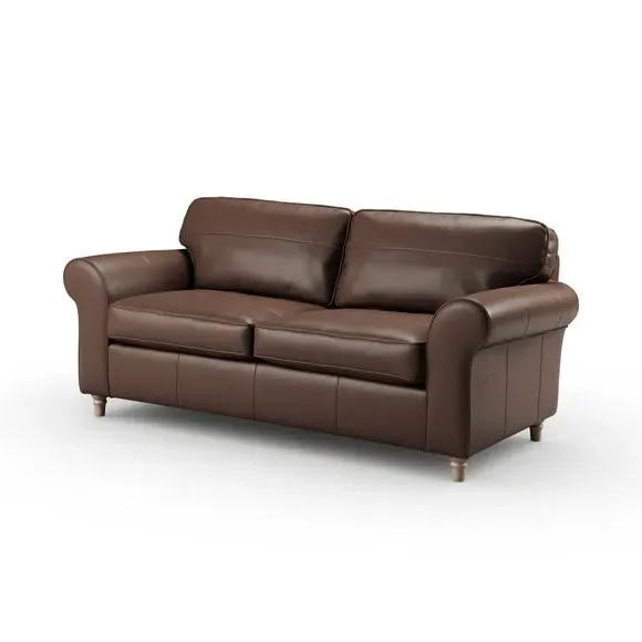 3-Seater Sofa with Piped Edge - Mocha, Leather