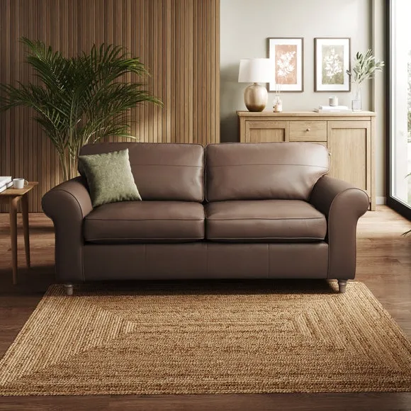 3-Seater Sofa with Piped Edge - Mocha, Leather