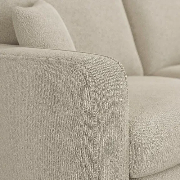 3-Seater Sofa with Piped Edge - Sandstone, Boucle