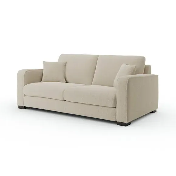3-Seater Sofa with Piped Edge - Sandstone, Boucle