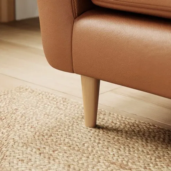 3-Seater Sofa with Piped Edge - Tan, Leather