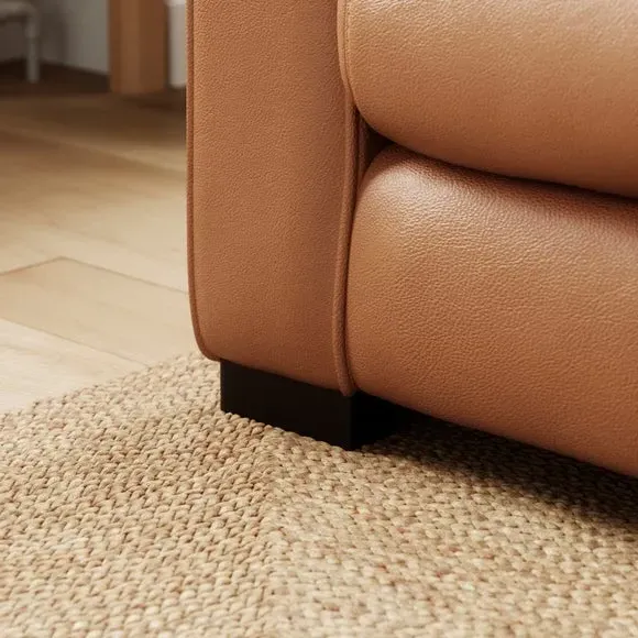 3-Seater Sofa with Piped Edge - Tan, Leather