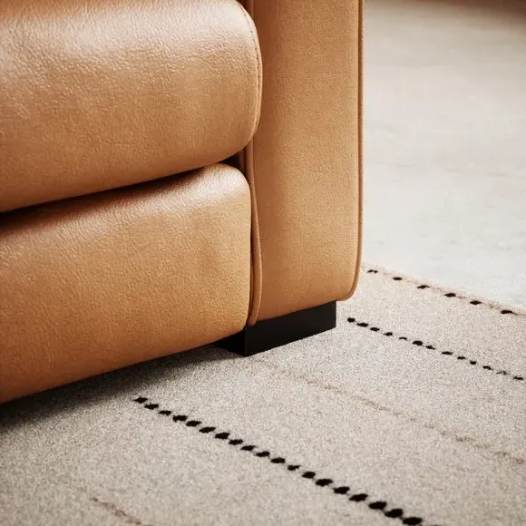 3-Seater Sofa with Piped Edge - Tan, Leather