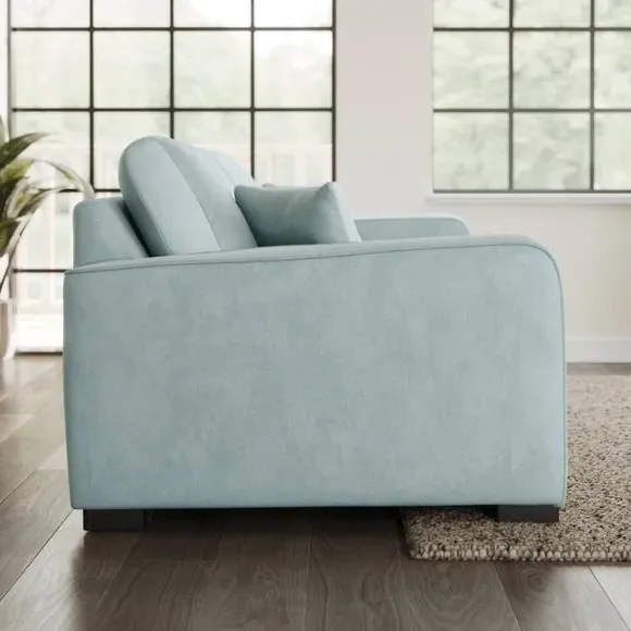 3-Seater Sofa with Piped Edges - Blue, Velvet