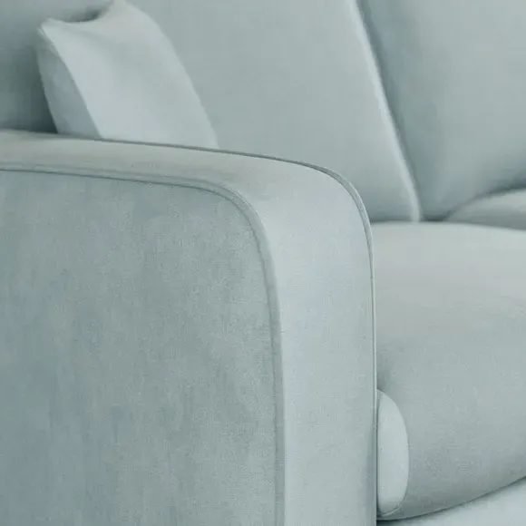 3-Seater Sofa with Piped Edges - Blue, Velvet