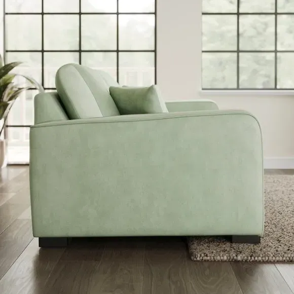 3-Seater Sofa with Piped Edges - Green, Velvet
