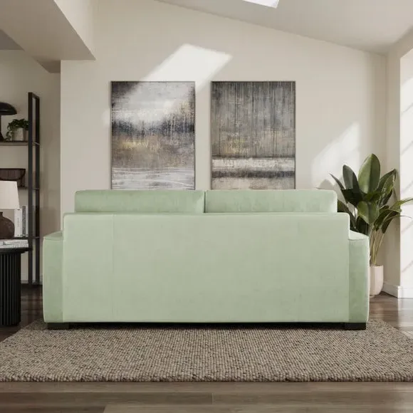 3-Seater Sofa with Piped Edges - Green, Velvet